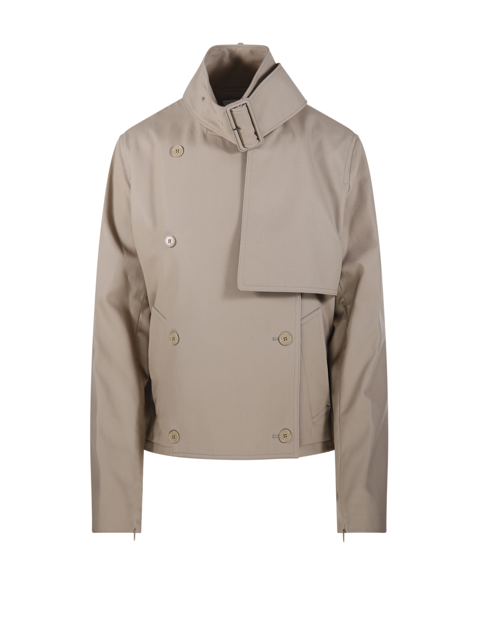 WOMAN COURREGES BEIGE COTTON BUCKLE SHORT TRENCH COAT