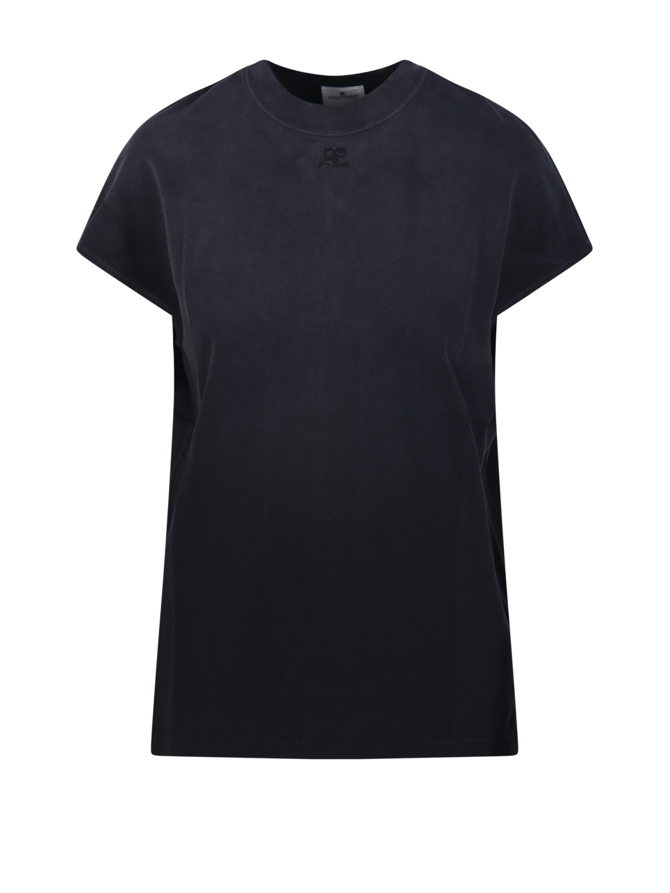 WOMAN COURREGES BLACK COTTON OVERSIZED T-SHIRT