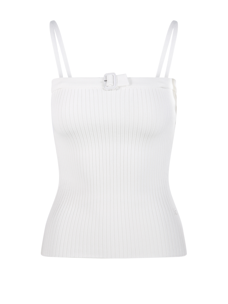 WOMAN COURREGES WHITE VISCOSE BUCKLE RIB KNIT TOP