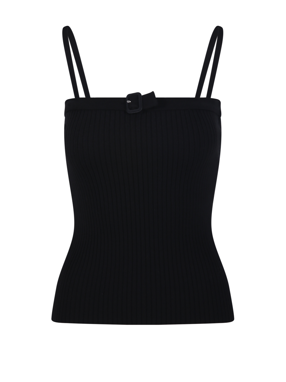 WOMAN COURREGES BLACK VISCOSE BUCKLE RIB KNIT TOP