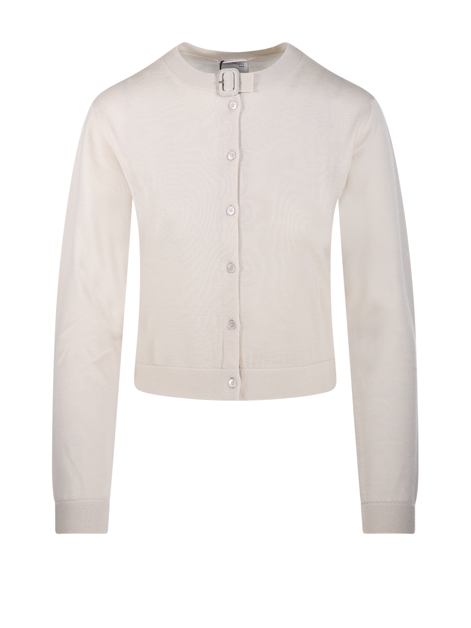 WOMAN COURREGES BEIGE MERINO WOOL BUCKLE MERINOS CARDIGAN