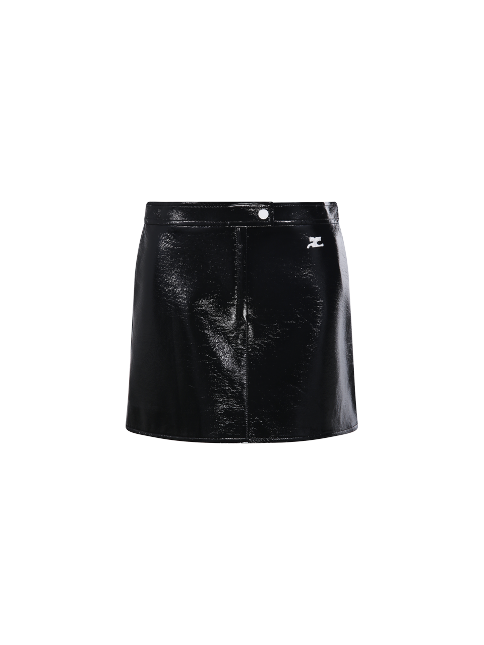 WOMAN COURREGES BLACK COTTON REEDITION VINYL MINI SKIRT