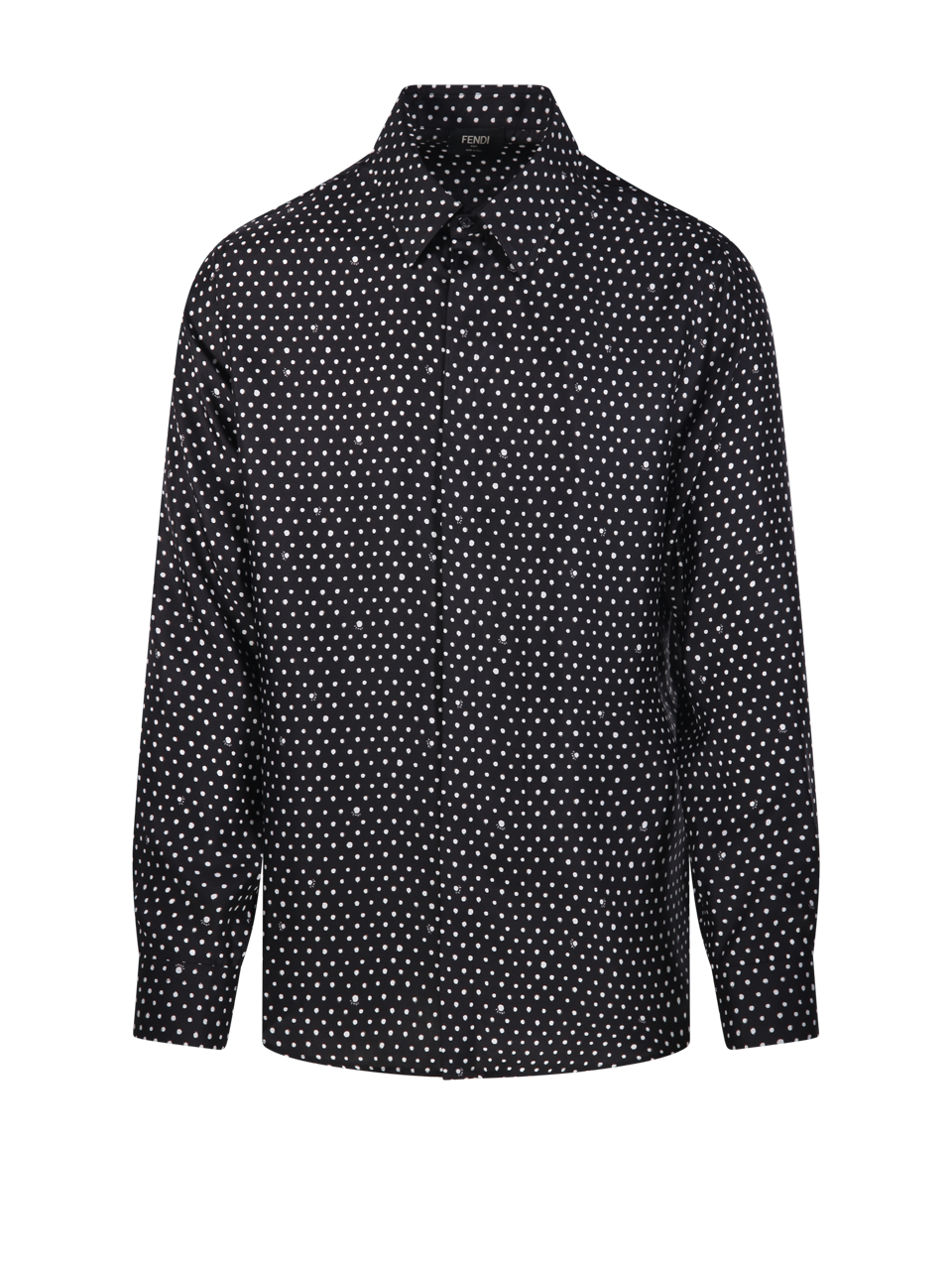 MEN FENDI BLACK SILK SHIRT MIRCRO FALENA DOTS