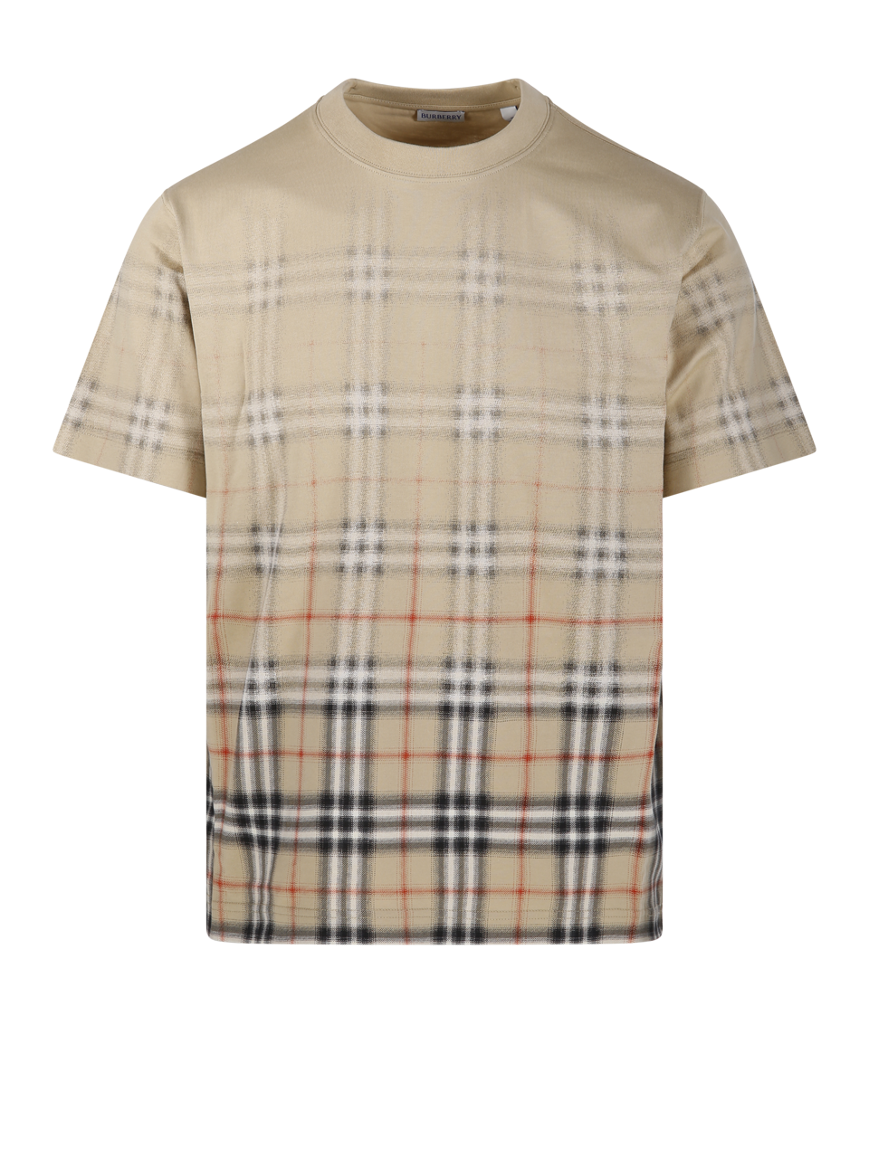 UOMO BURBERRY T-SHIRT RYAN DEG CHK BEIGE IN COTONE 