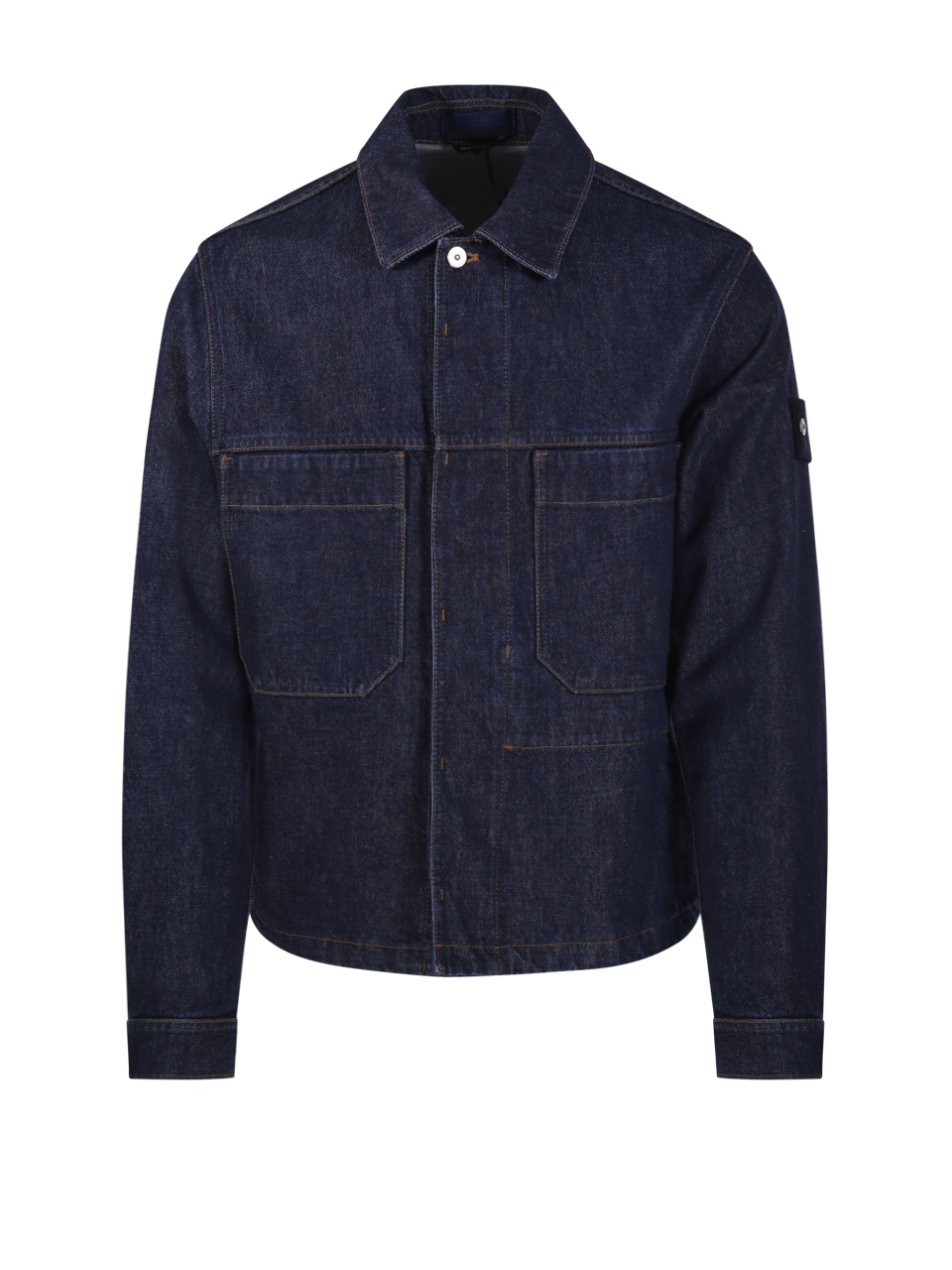 MEN STONE ISLAND BLUE COTTON BIKER JACKET