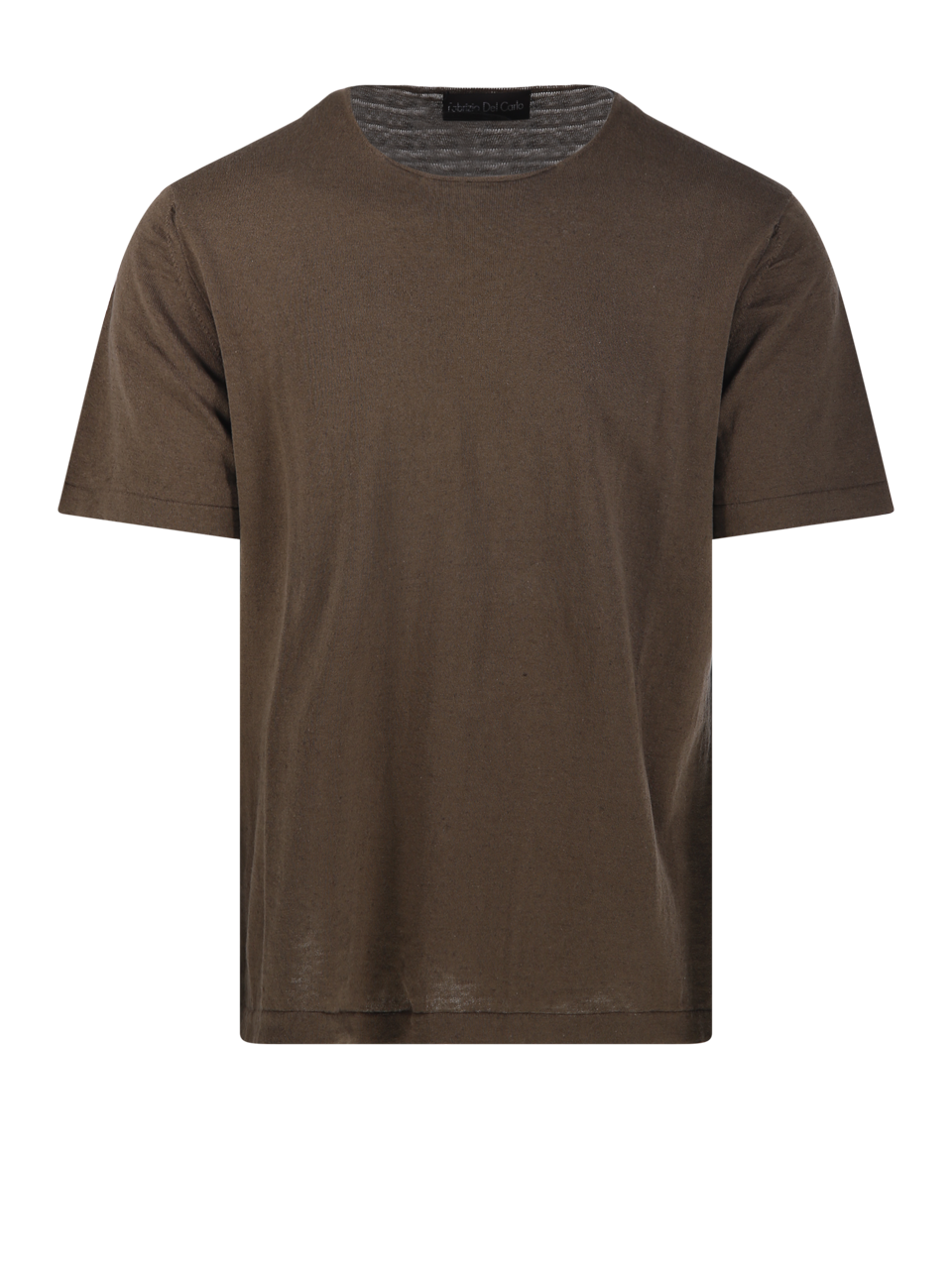 MEN FABRIZIO DEL CARLO BROWN COTTON ROUND NECK T-SHIRT