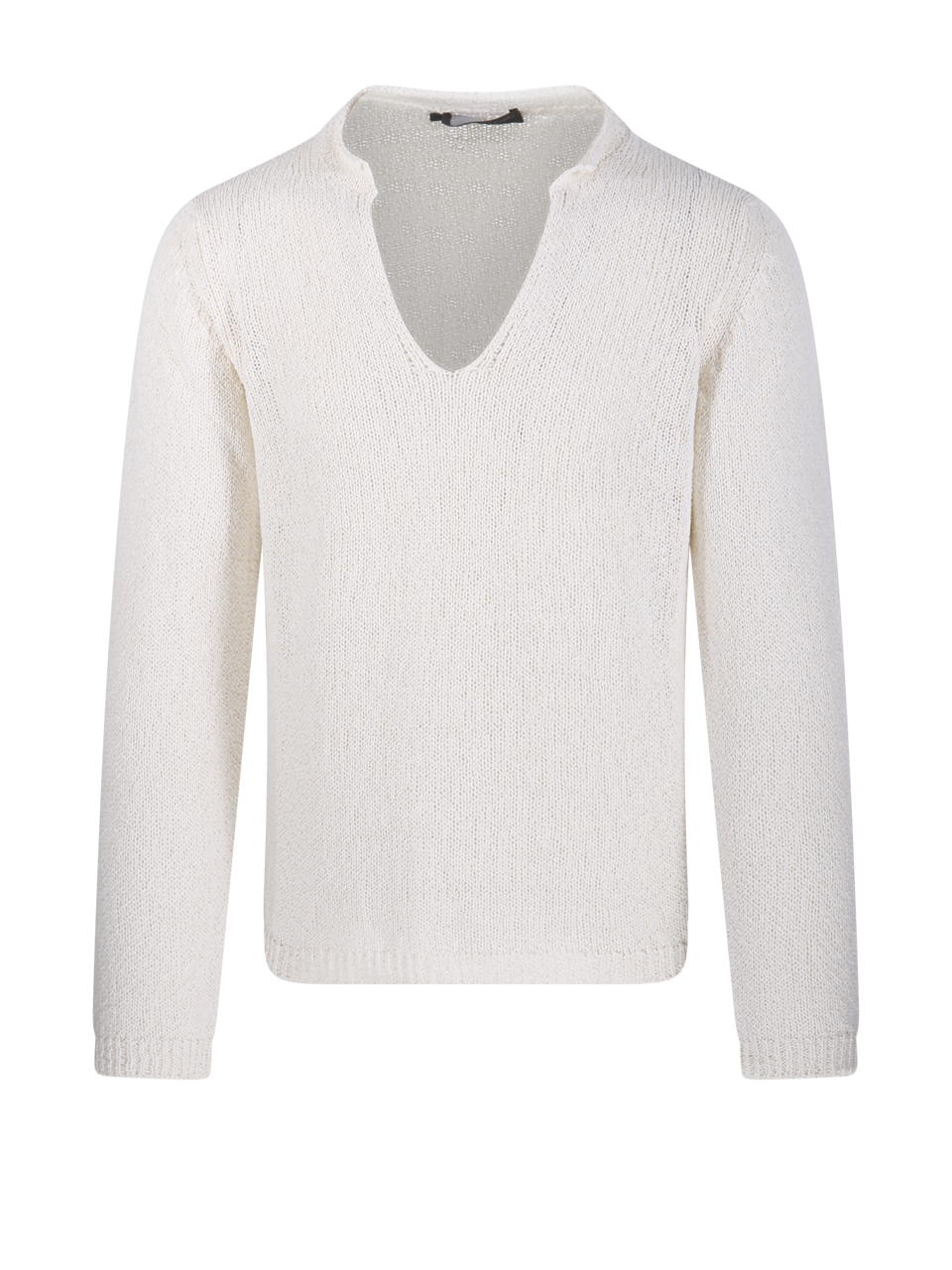MEN FABRIZIO DEL CARLO WHITE SILK ROUND NECK SWEATER 