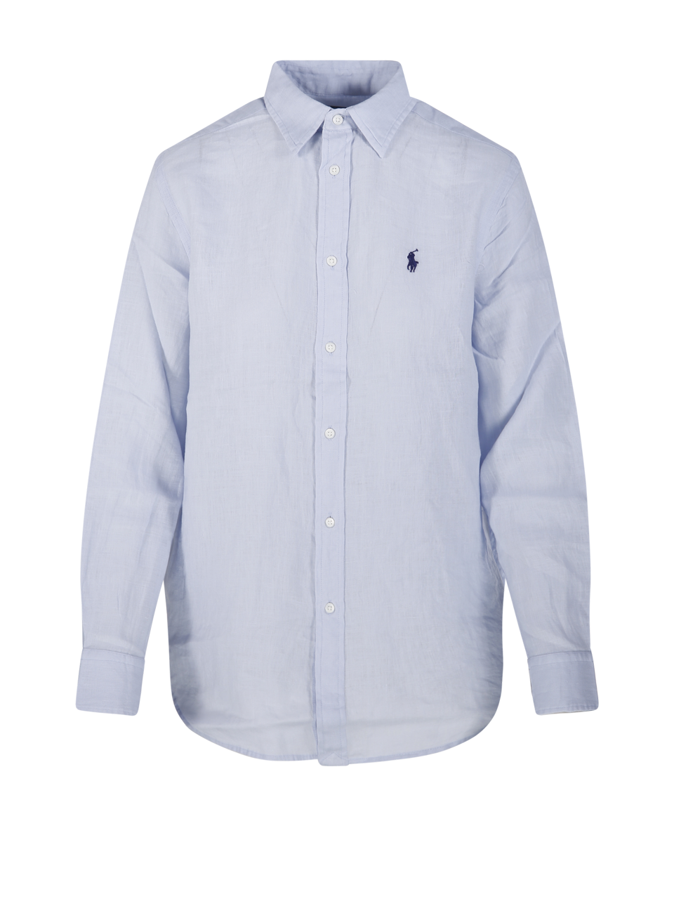 WOMAN RALPH LAUREN SKY BLUE LINEN L/S BUTTON FRONT SHIRT