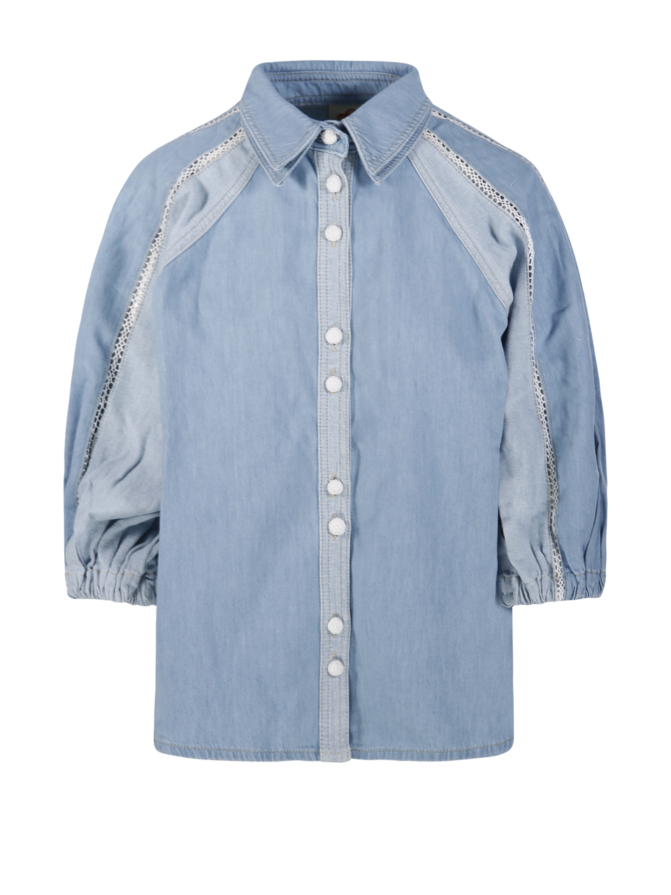 WOMAN FARM RIO BLUE COTTON BICOLOR SHIRT