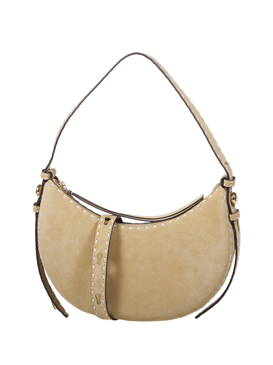 WOMAN TORY BURCH BEIGE LEATHER ROMY HALF MOON BAG