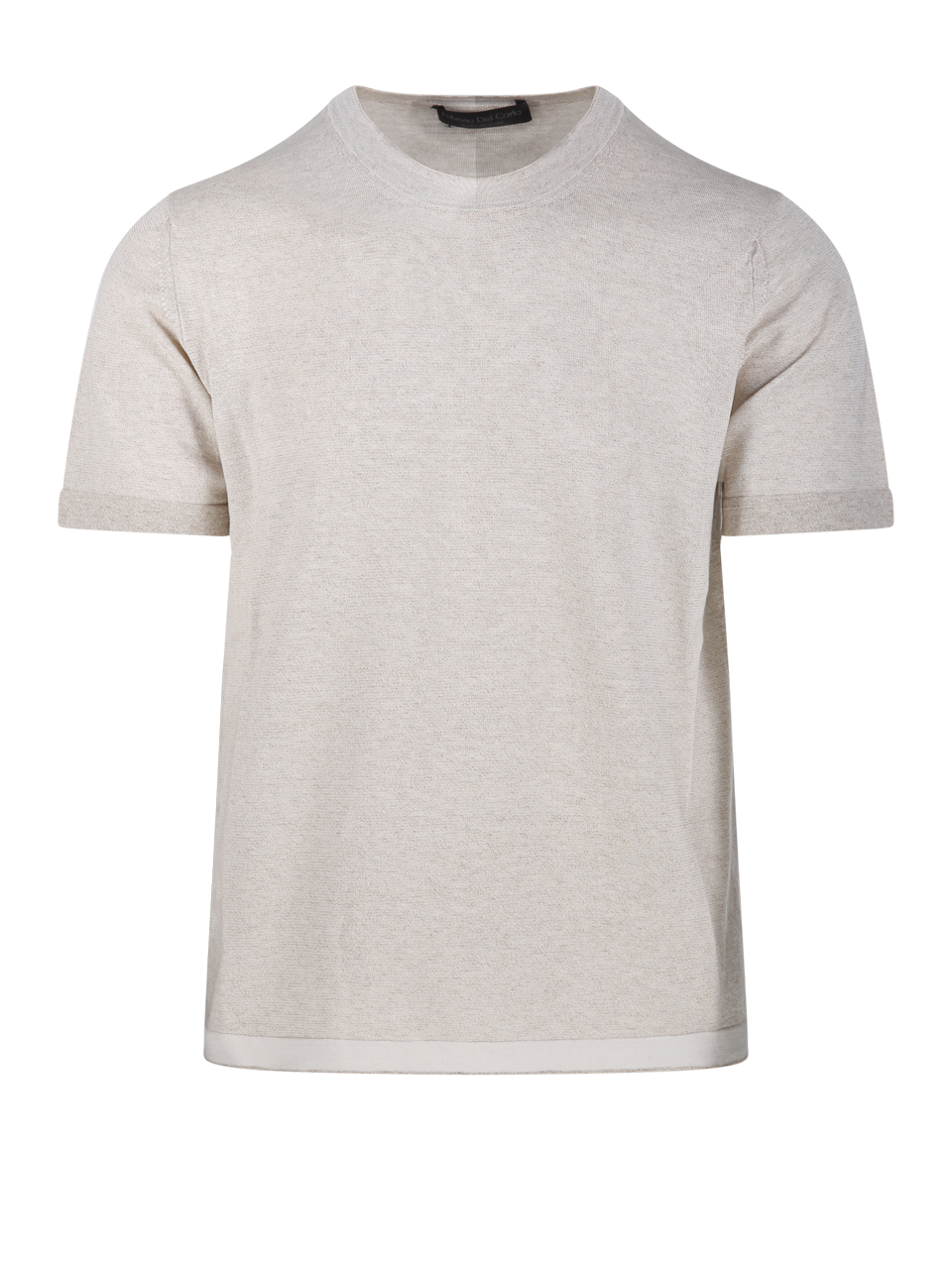 MEN FABRIZIO DEL CARLO BEIGE COTTON ROUND NECK T-SHIRT