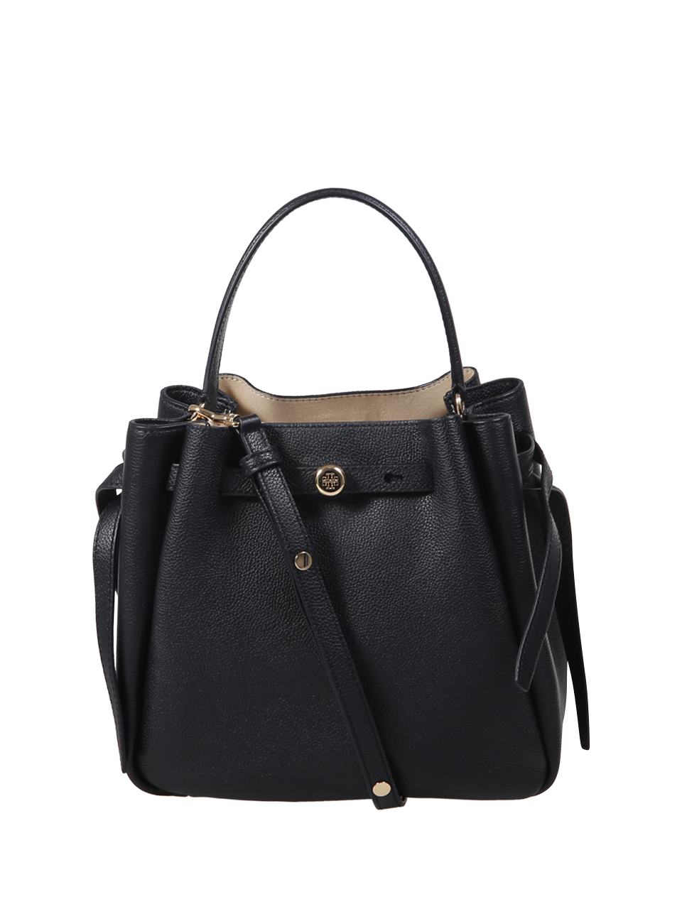 WOMAN TORY BURCH BLACK LEATHER ROMY BUCKET BAG