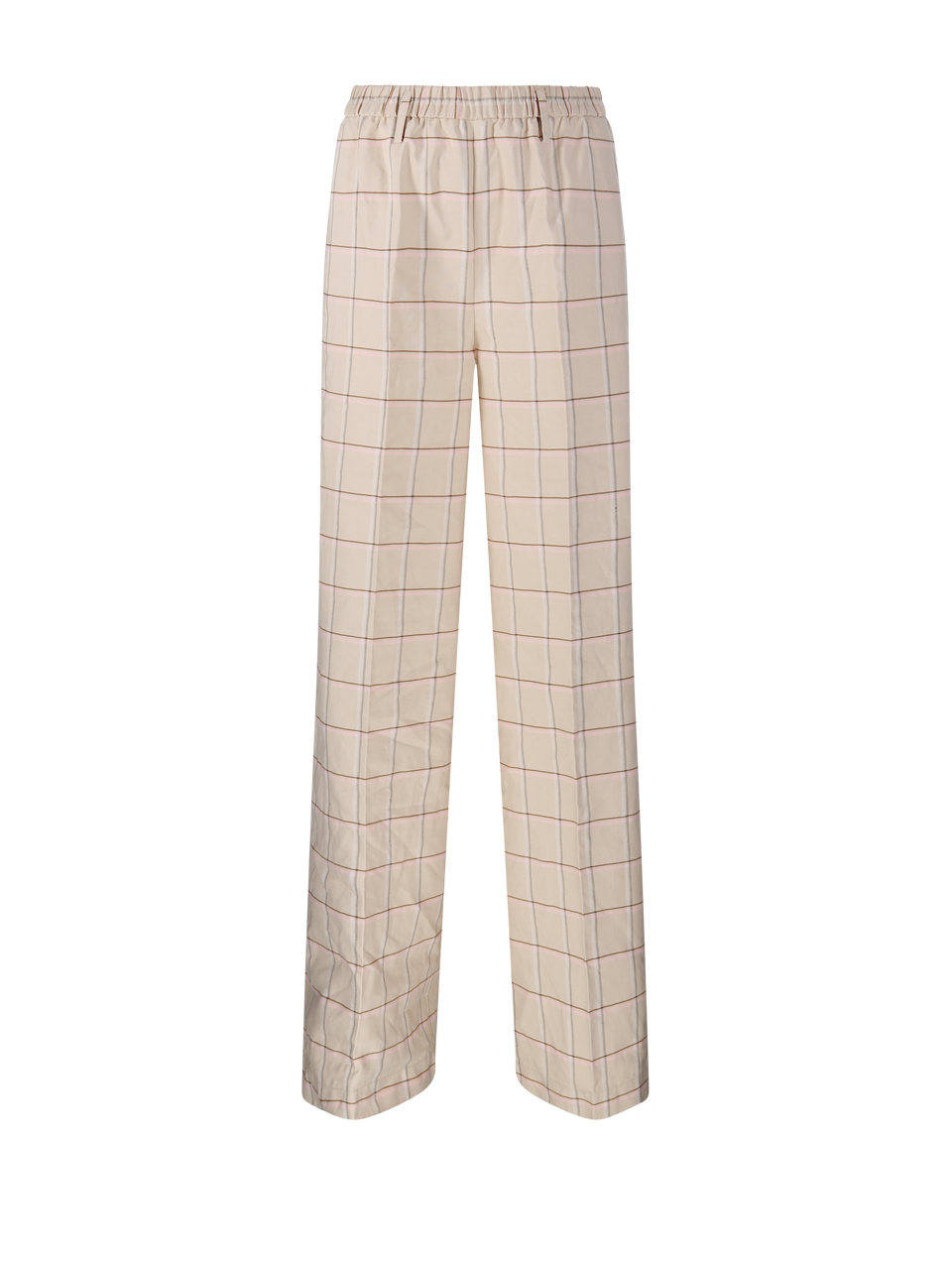 WOMAN FORTE FORTE PINK POLYESTER TARTAN ELASTICATED LOOSE PANT
