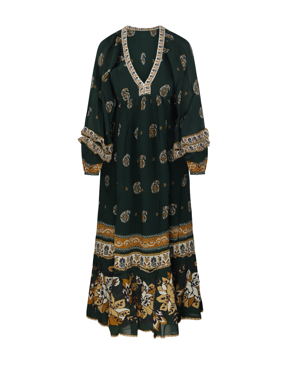 WOMAN FARM RIO GREEN VISCOSE AYLA GREEN MAXI DRESS