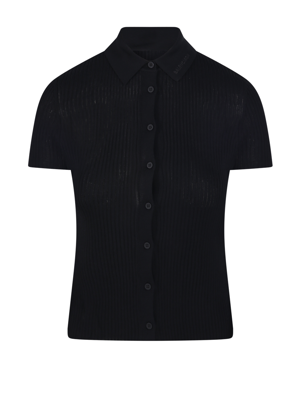 WOMAN BALENCIAGA BLACK RAYONNE S/S POLO