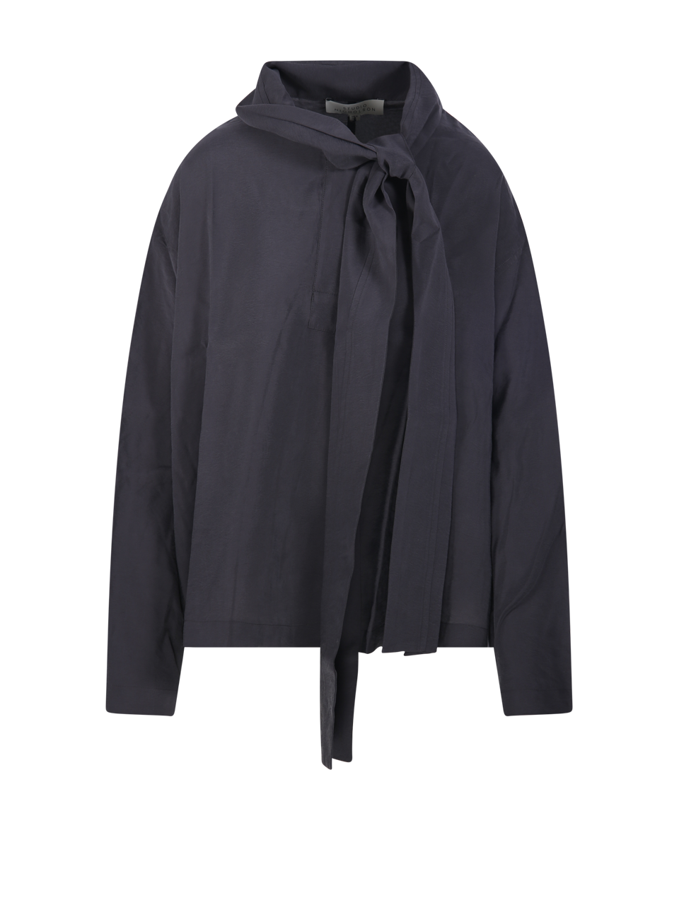 WOMAN STUDIO NICHOLSON GREY MODAL TIE NECK TOP