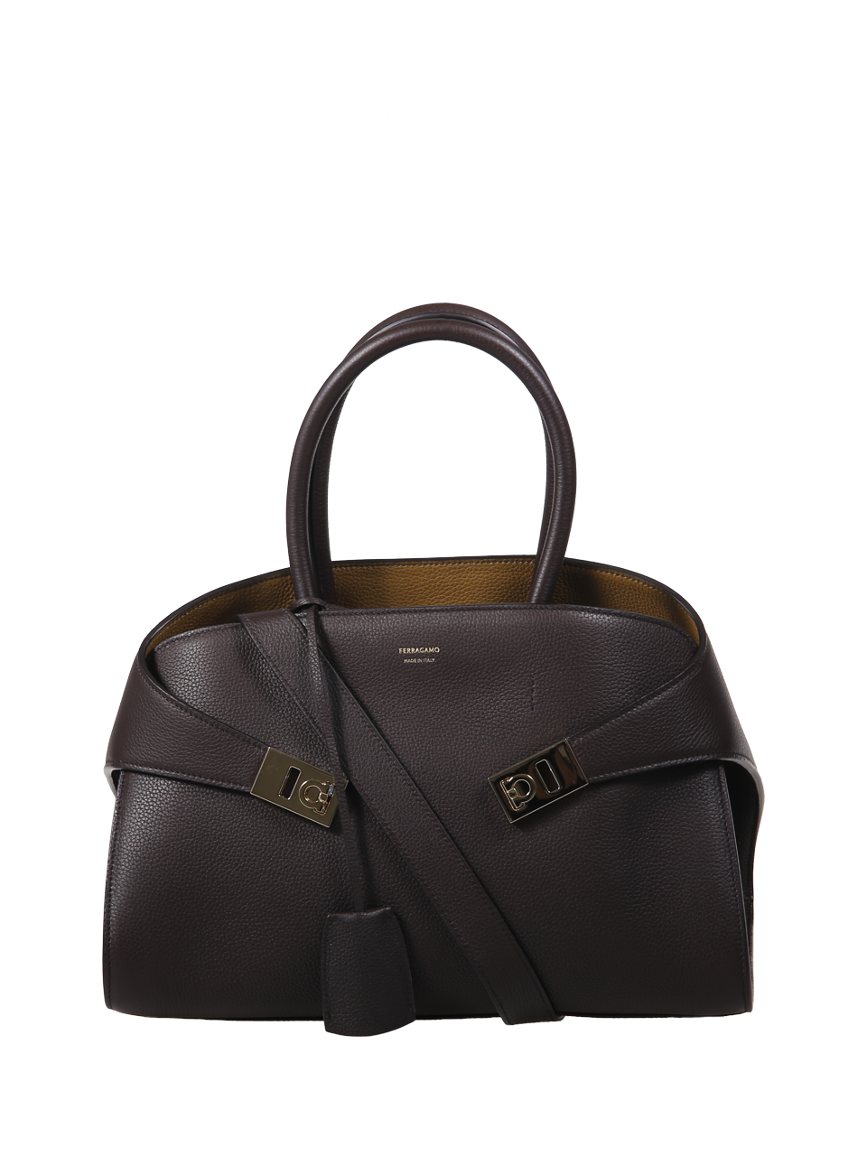 WOMAN FERRAGAMO BROWN CALF LEATHER HUG SOFT BICOLOR BAG