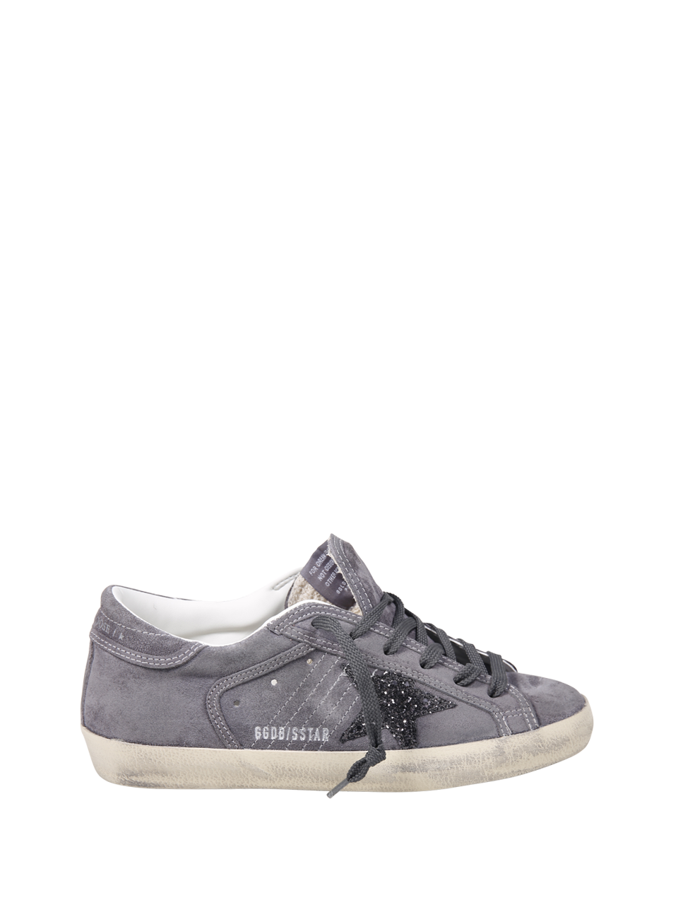 WOMAN GOLDEN GOOSE GREY LEATHER SUPER STAR SNEAKERS