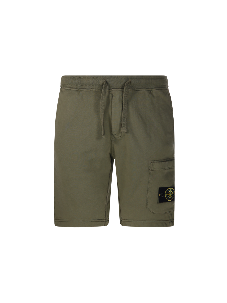 MEN STONE ISLAND GREEN COTTON SWEAT BERMUDA