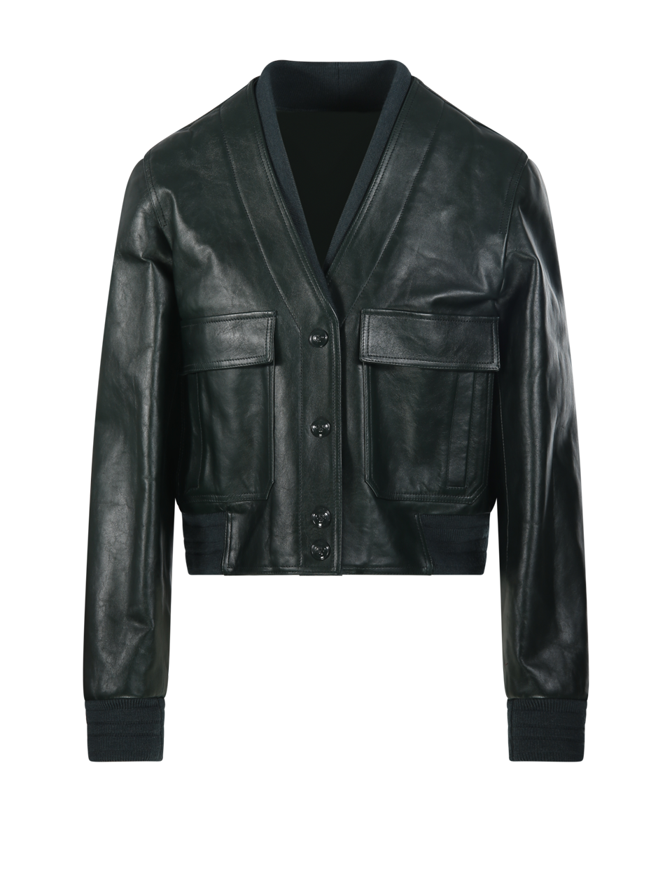 WOMAN GUCCI GREEN LEATHER BLOUSON
