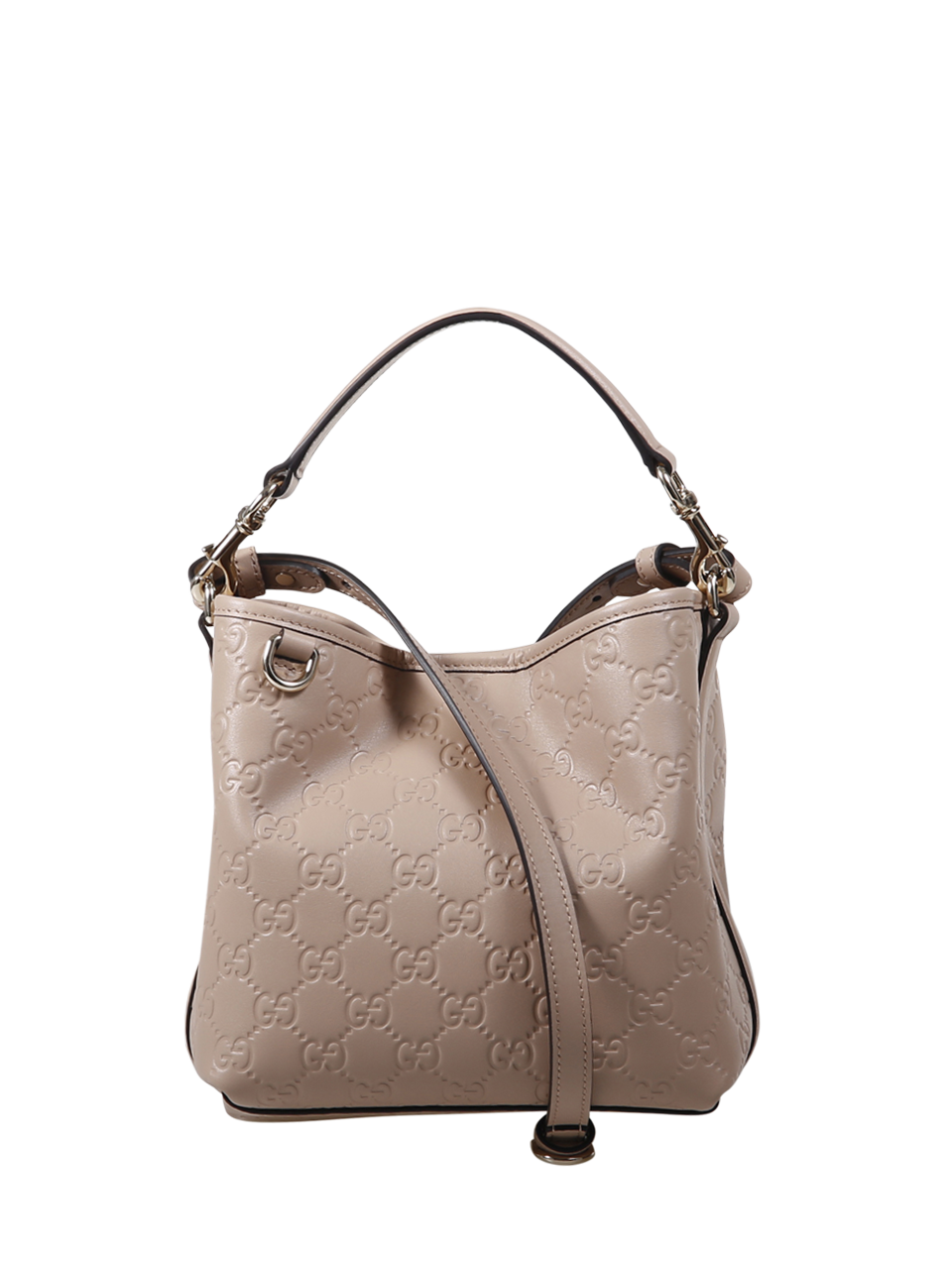 WOMAN GUCCI PINK LEATHER EMBLEM S SATCHEL