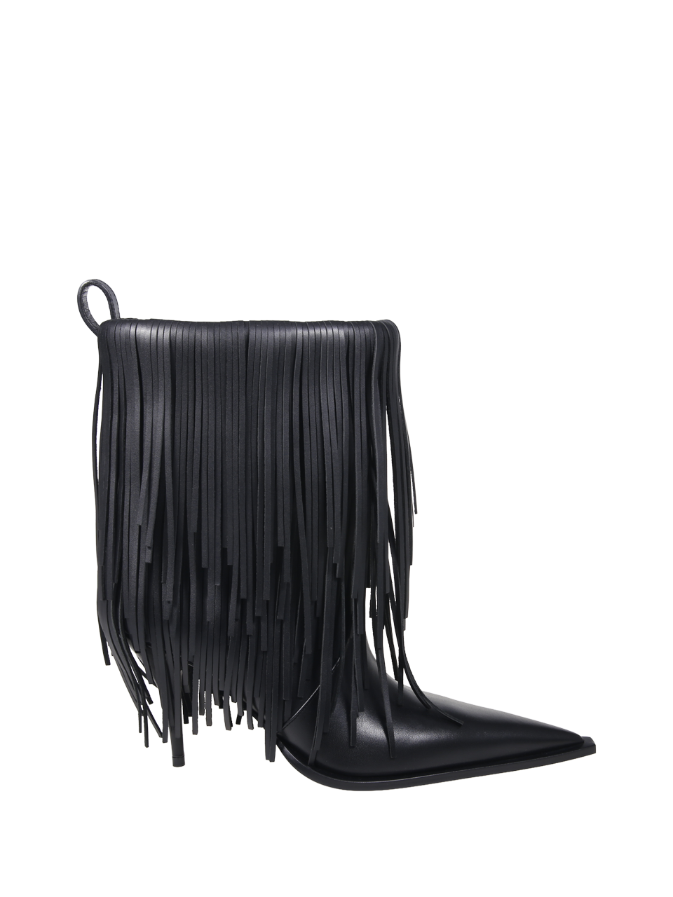WOMAN BALENCIAGA BLACK CALF LEATHER AV.FRINGE BOOTIE H90