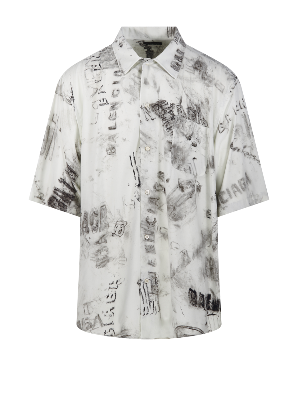 MEN BALENCIAGA GREY VISCOSE S/S MINIMAL SHIRT