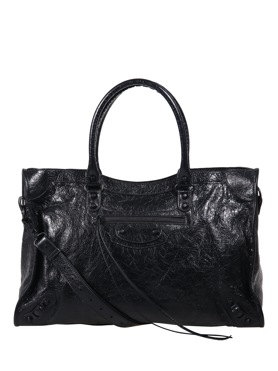 MEN BALENCIAGA BLACK LAMB LEATHER LE CITY BAG LARGE 