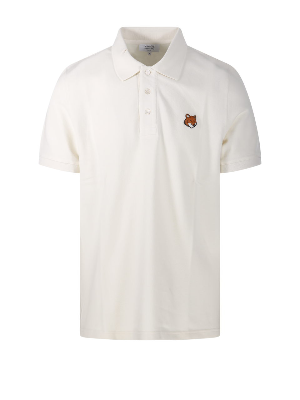 MEN MAISON KITSUNE WHITE COTTON FOX HEAD REGULAR POLO