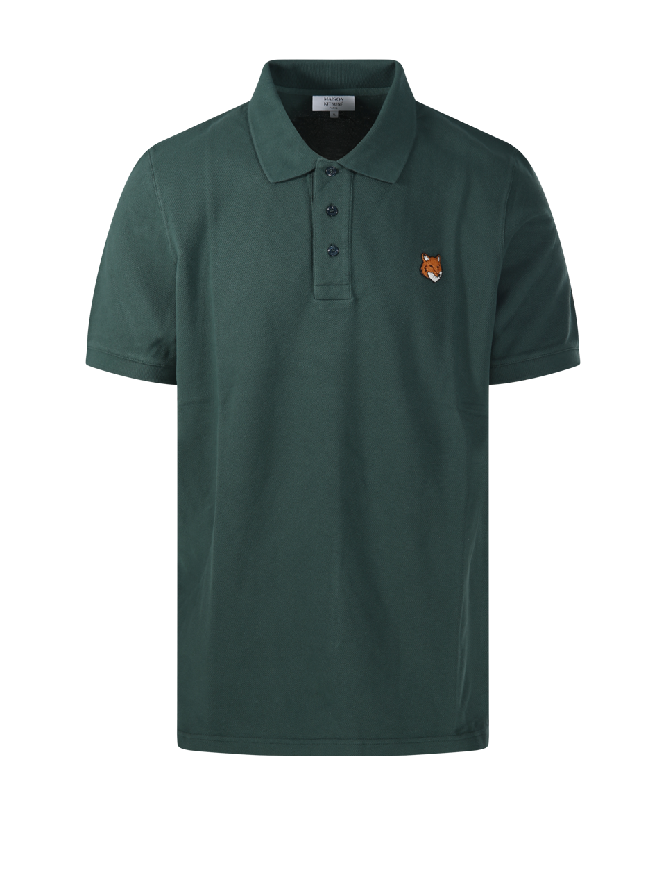 MEN MAISON KITSUNE GREEN COTTON FOX HEAD REGULAR POLO