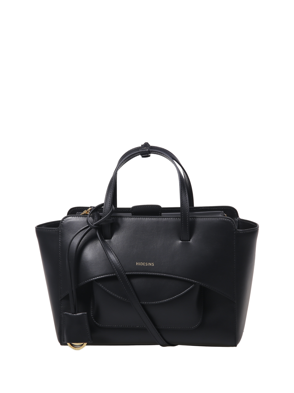 WOMAN HIDESINS BLACK LEATHER FLAP MEDIUM BAG