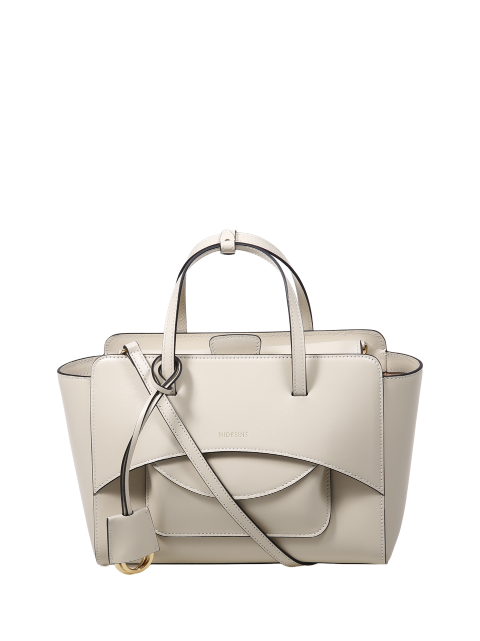 WOMAN HIDESINS WHITE LEATHER FLAP MEDIUM BAG