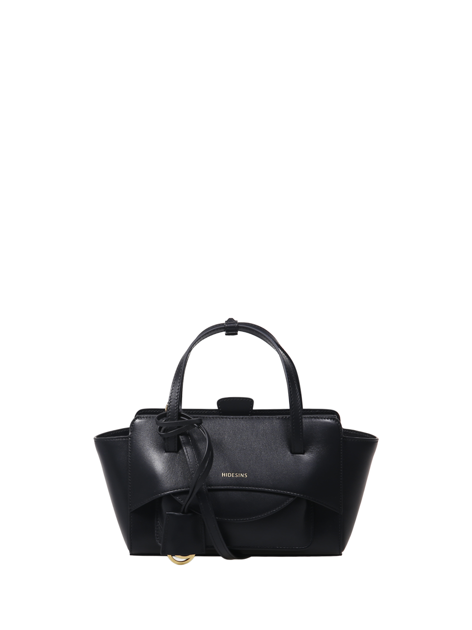 WOMAN HIDESINS BLACK LEATHER FLAP SMALL BAG