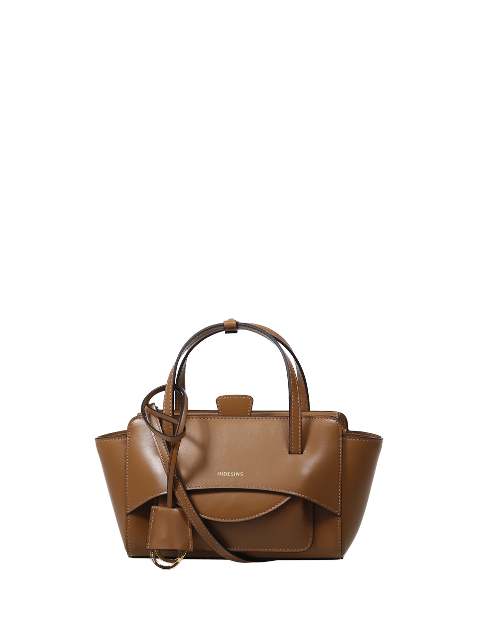 WOMAN HIDESINS BROWN LEATHER FLAP SMALL BAG