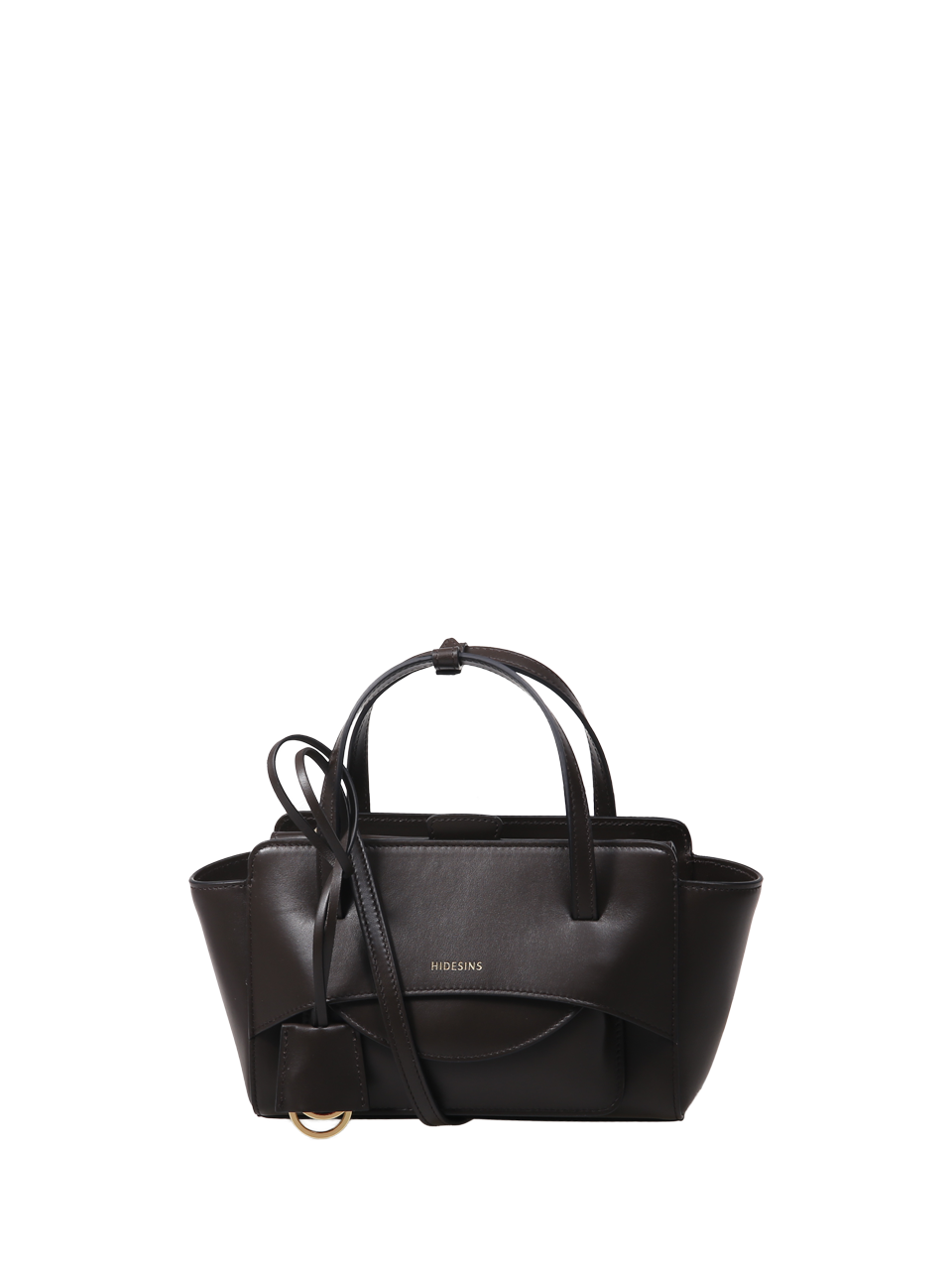 WOMAN HIDESINS DARK BROWN LEATHER FLAP SMALL BAG