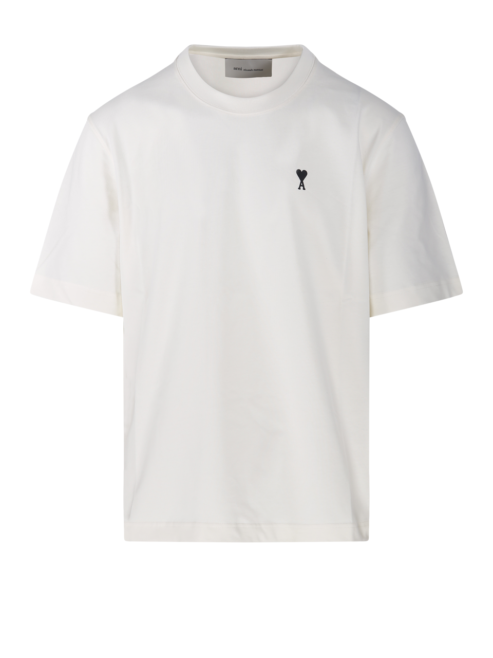 WOMAN AMI WHITE COTTON BOXY FIT ADC T-SHIRT WITH SIGNATURE PRINT AT BACK