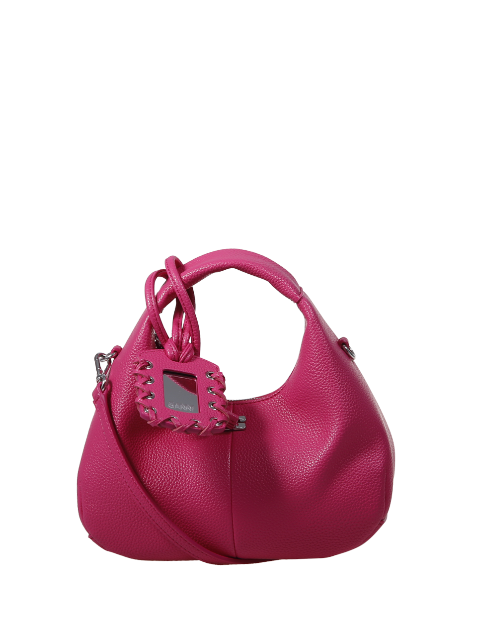 WOMAN GANNI PINK RECYCLED POLYESTER HOBO MINI GRAINED