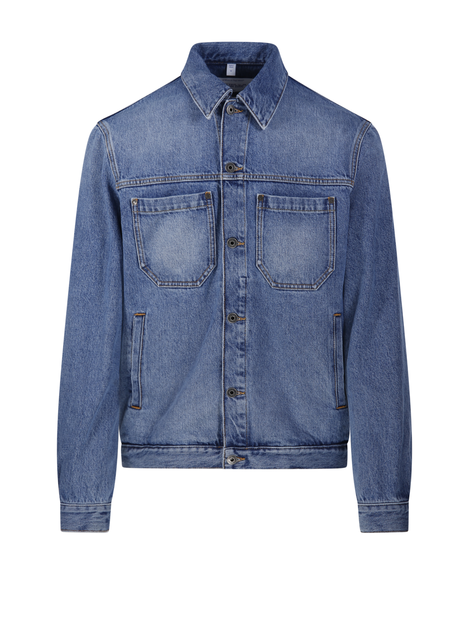 MEN OFF-WHITE BLUE COTTON HALF ARROW DEN SKATE JACKET