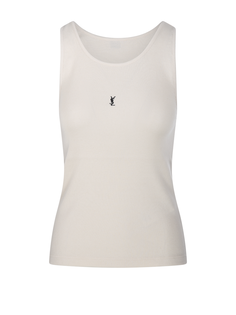 WOMAN SAINT LAURENT WHITE COTTON TANK TOP LOGO