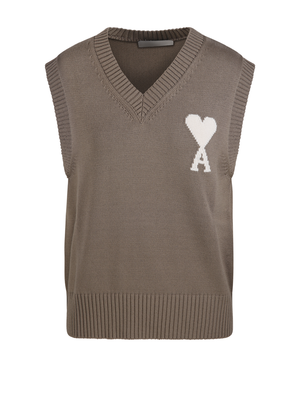 WOMAN AMI BEIGE WOOL WHITE SLEEVELESS SWEATER 