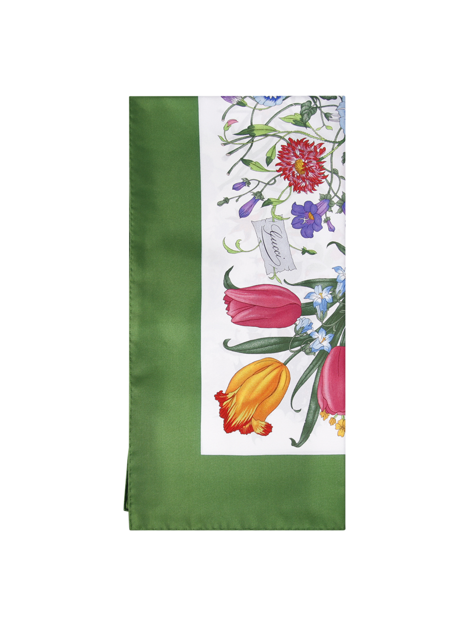 WOMAN GUCCI GREEN SILK FLORA TWILL FOULARD