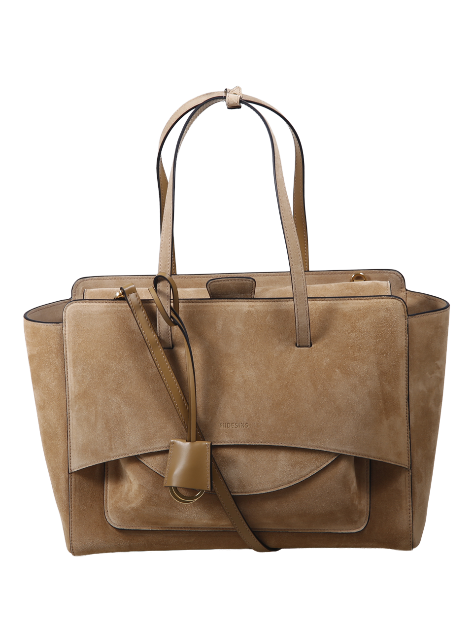 WOMAN HIDESINS BEIGE LEATHER FLAP LARGE BAG