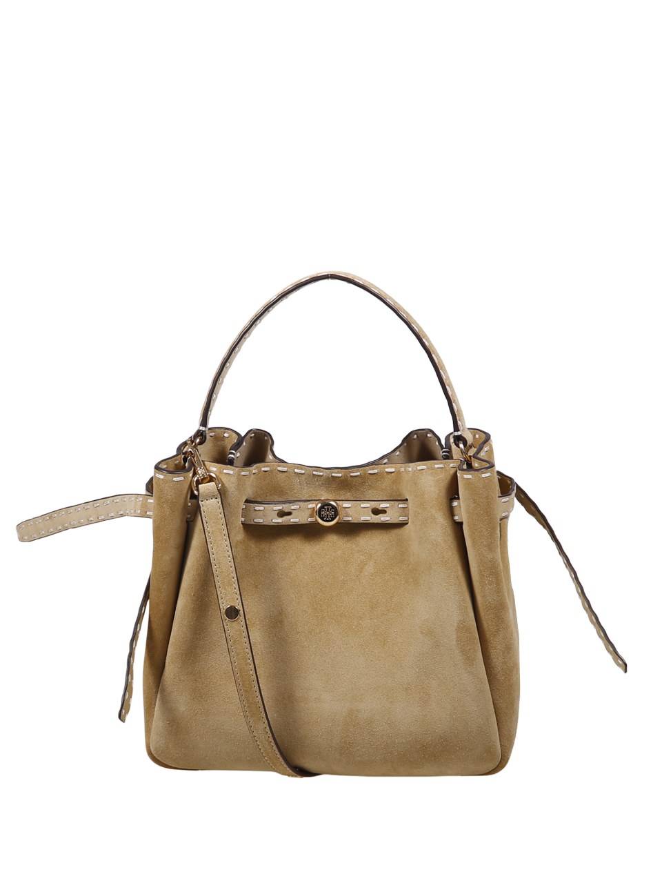 DONNA TORY BURCH BORSA A SECCHIELLO ROMY IN PELLE BEIGE 