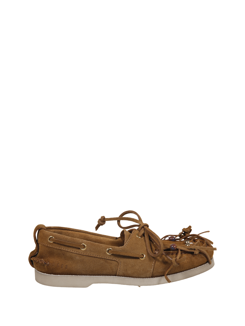 WOMAN GOLDEN GOOSE BROWN LEATHER CRUISE WITH FRINGES SUEDE UPPER LOAFER 