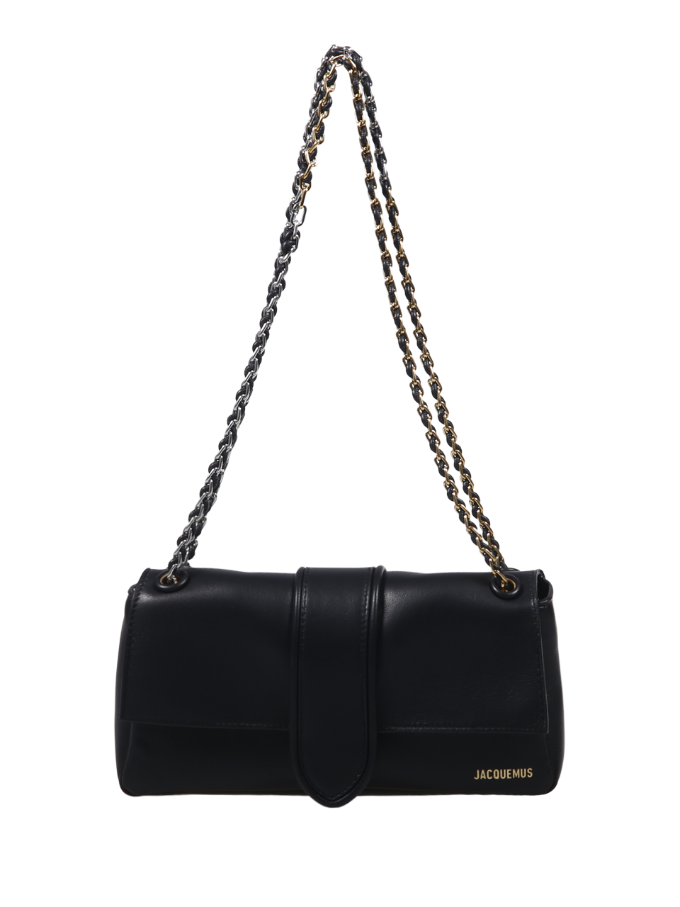 WOMAN JACQUEMUS BLACK LEATHER LE BAMBINO CHAINE BAG