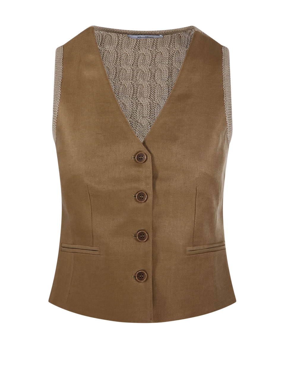 DONNA MAXMARA GILET IN MAGLIA CALIBRI IN LINO MARRONE