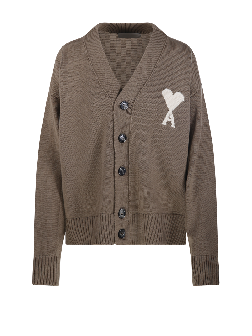 WOMAN AMI BEIGE WOOL CARDIGAN 