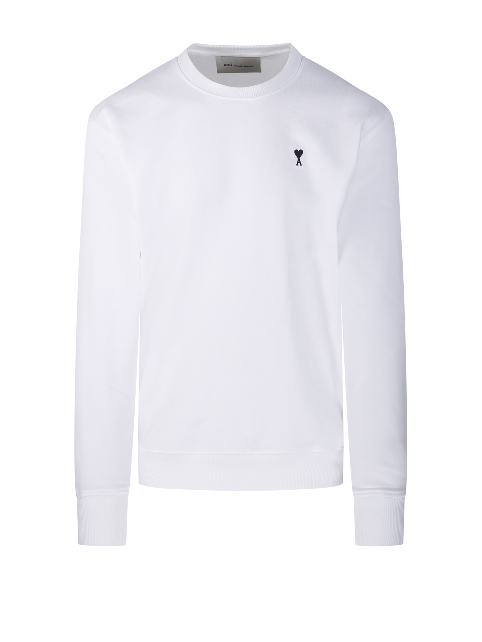 MEN AMI WHITE COTTON BLACK ADC ROUND NECK SWEATSHIRT