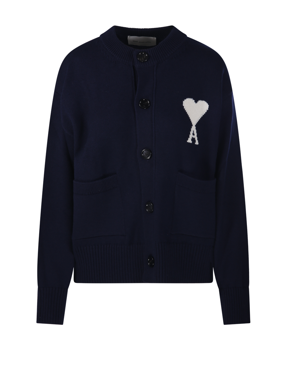 WHITE BIG ADC ROUND NECK CARDIGAN FELTED WOOL/COTTON