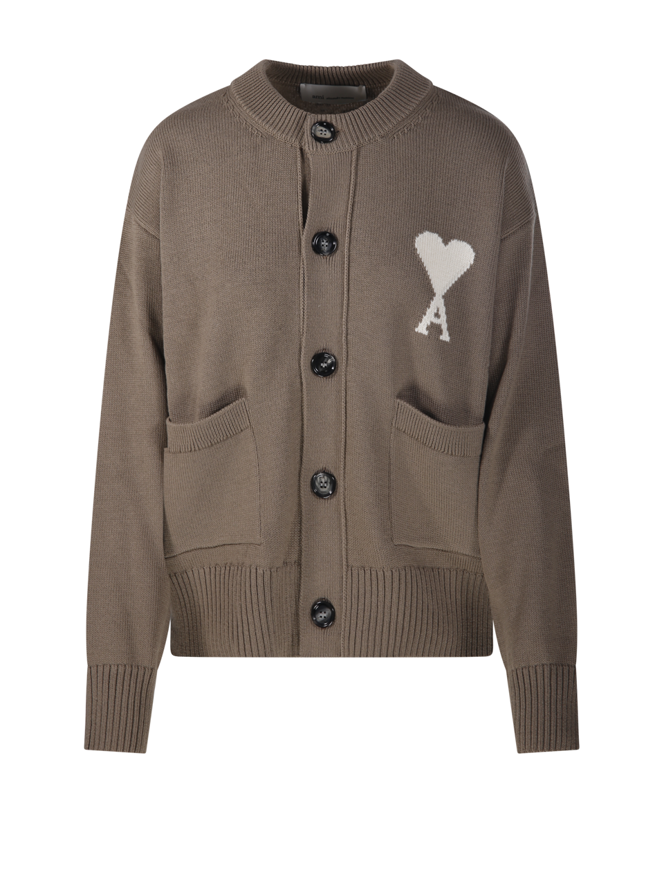 WHITE BIG ADC ROUND NECK CARDIGAN FELTED WOOL/COTTON